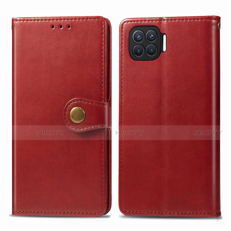 Funda de Cuero Cartera con Soporte Carcasa L06 para Oppo F17 Pro Rojo