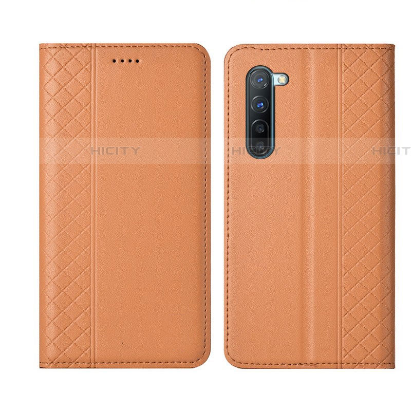 Funda de Cuero Cartera con Soporte Carcasa L06 para Oppo Reno3 Naranja