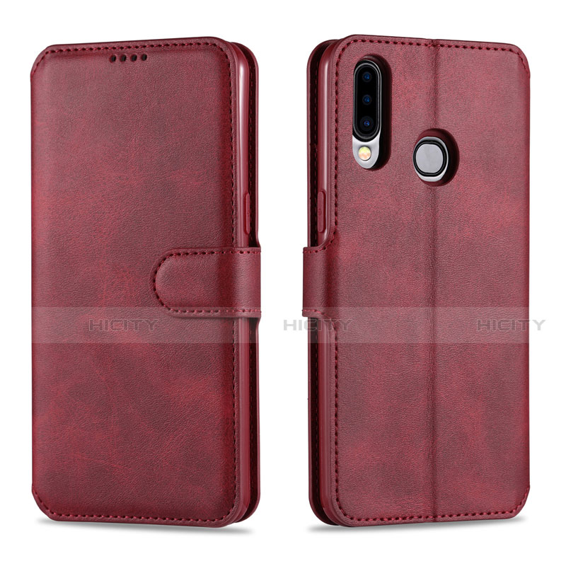 Funda de Cuero Cartera con Soporte Carcasa L06 para Samsung Galaxy A20s Rojo