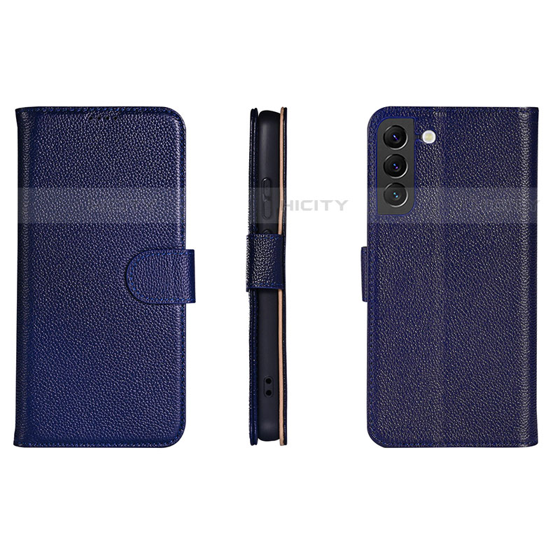 Funda de Cuero Cartera con Soporte Carcasa L06 para Samsung Galaxy S21 5G Azul