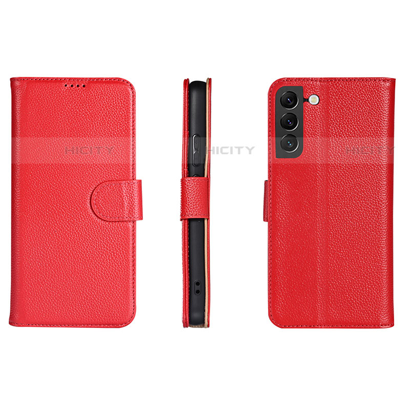 Funda de Cuero Cartera con Soporte Carcasa L06 para Samsung Galaxy S21 5G Rojo