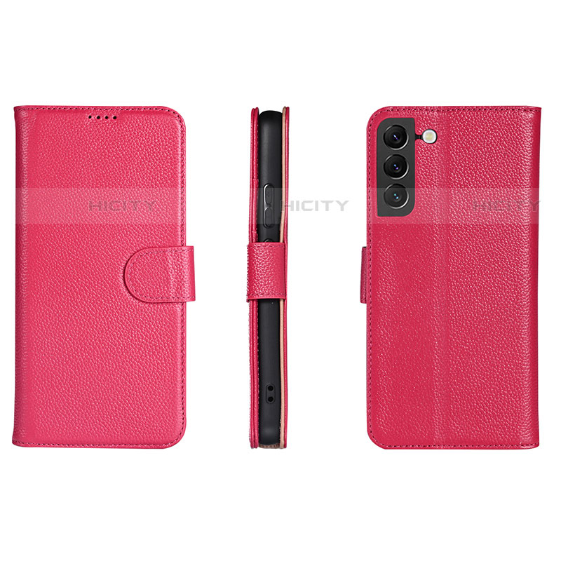 Funda de Cuero Cartera con Soporte Carcasa L06 para Samsung Galaxy S21 5G Rosa Roja