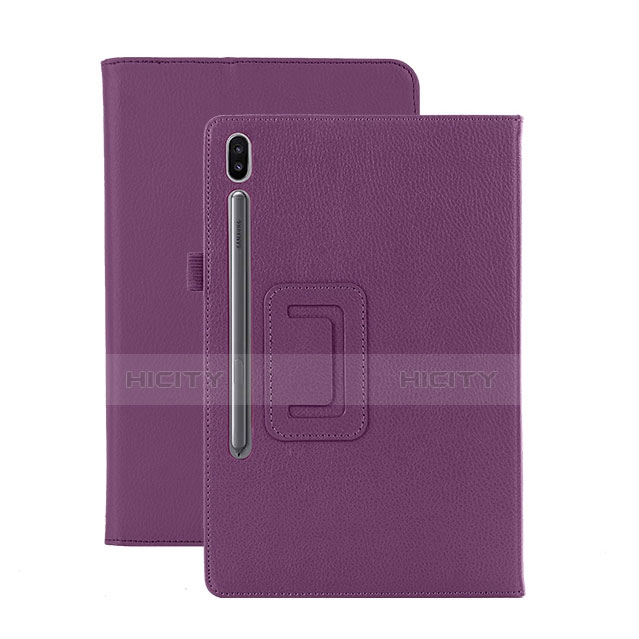 Funda de Cuero Cartera con Soporte Carcasa L06 para Samsung Galaxy Tab S6 10.5 SM-T860 Morado