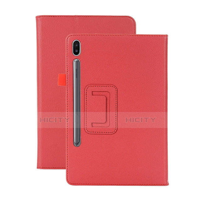 Funda de Cuero Cartera con Soporte Carcasa L06 para Samsung Galaxy Tab S6 10.5 SM-T860 Rojo