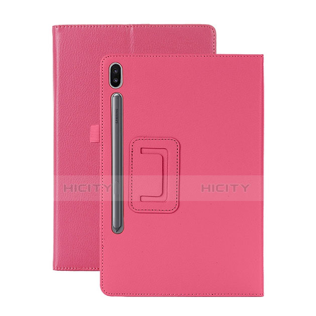 Funda de Cuero Cartera con Soporte Carcasa L06 para Samsung Galaxy Tab S6 10.5 SM-T860 Rosa Roja