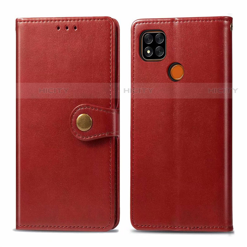 Funda de Cuero Cartera con Soporte Carcasa L06 para Xiaomi Redmi 9 India Rojo