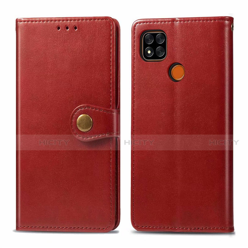 Funda de Cuero Cartera con Soporte Carcasa L06 para Xiaomi Redmi 9C NFC Rojo