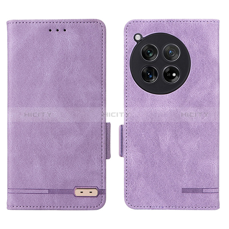 Funda de Cuero Cartera con Soporte Carcasa L06Z para OnePlus 12R 5G Morado