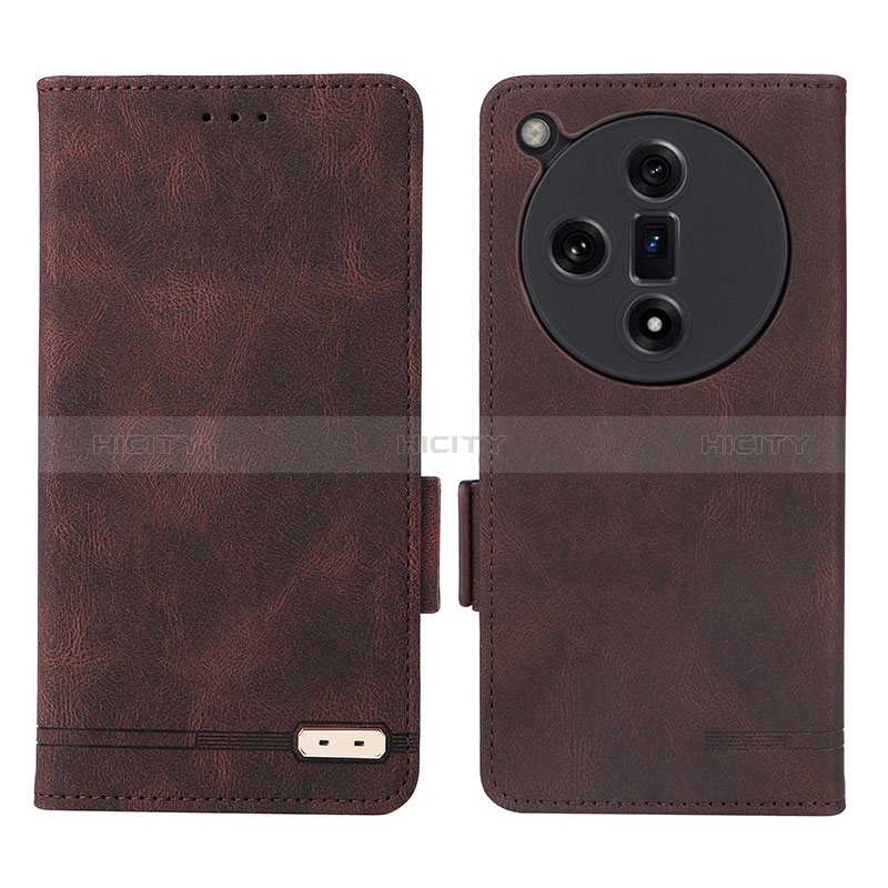 Funda de Cuero Cartera con Soporte Carcasa L06Z para Oppo Find X7 5G Marron