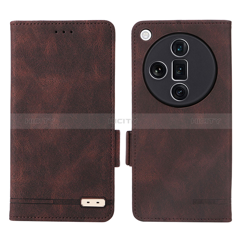 Funda de Cuero Cartera con Soporte Carcasa L06Z para Oppo Find X7 Ultra 5G Marron