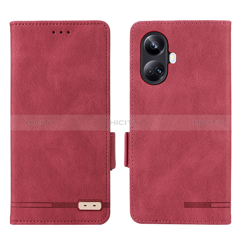 Funda de Cuero Cartera con Soporte Carcasa L06Z para Realme 10 Pro+ Plus 5G Rojo