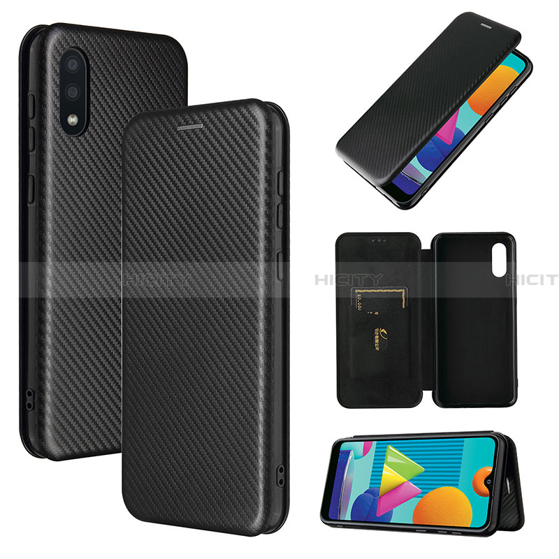 Funda de Cuero Cartera con Soporte Carcasa L06Z para Samsung Galaxy A02 Negro