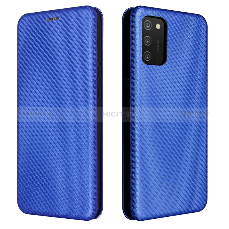 Funda de Cuero Cartera con Soporte Carcasa L06Z para Samsung Galaxy A02s Azul