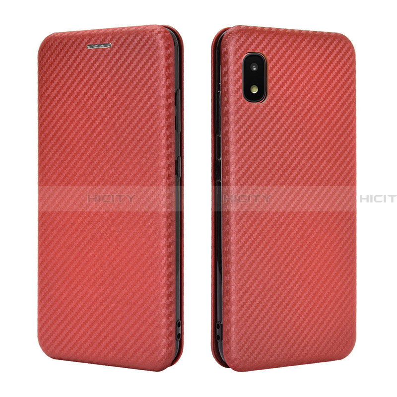 Funda de Cuero Cartera con Soporte Carcasa L06Z para Samsung Galaxy A21 SC-42A Marron