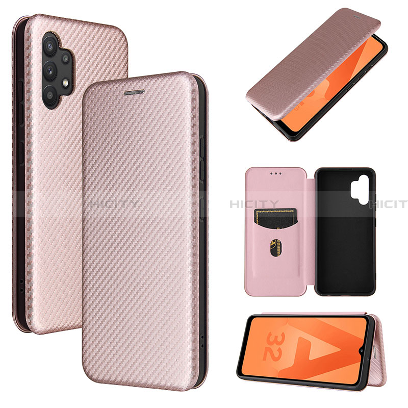 Funda de Cuero Cartera con Soporte Carcasa L06Z para Samsung Galaxy A32 4G Oro Rosa