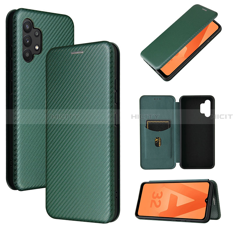 Funda de Cuero Cartera con Soporte Carcasa L06Z para Samsung Galaxy A32 4G Verde