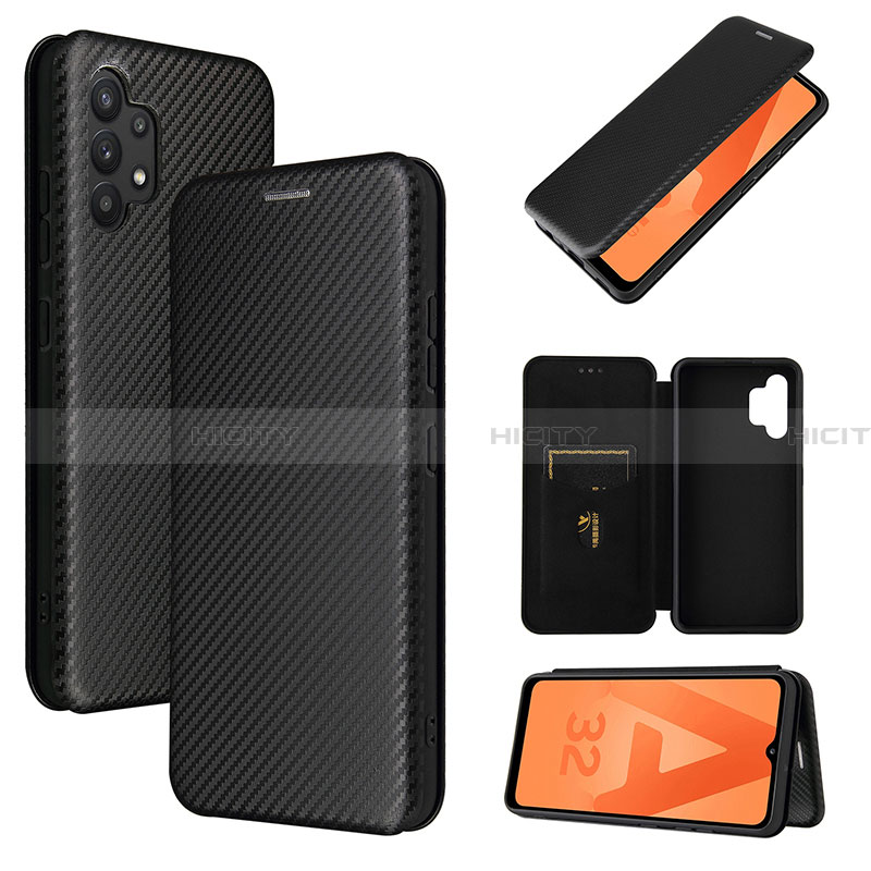 Funda de Cuero Cartera con Soporte Carcasa L06Z para Samsung Galaxy A32 5G Negro