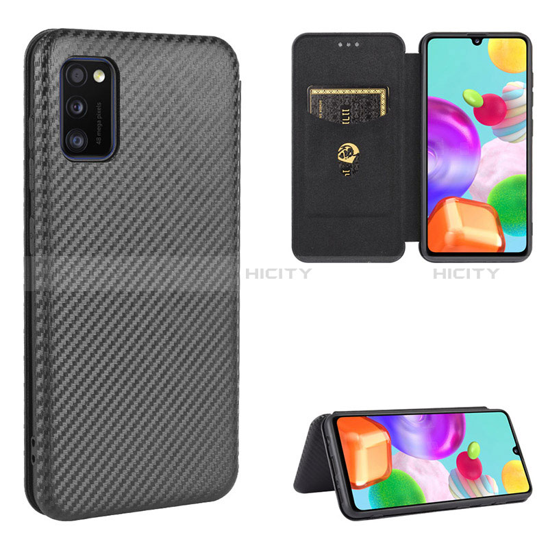 Funda de Cuero Cartera con Soporte Carcasa L06Z para Samsung Galaxy A41 Negro