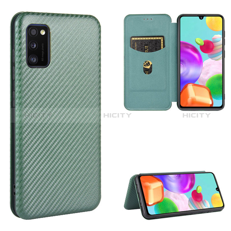 Funda de Cuero Cartera con Soporte Carcasa L06Z para Samsung Galaxy A41 Verde