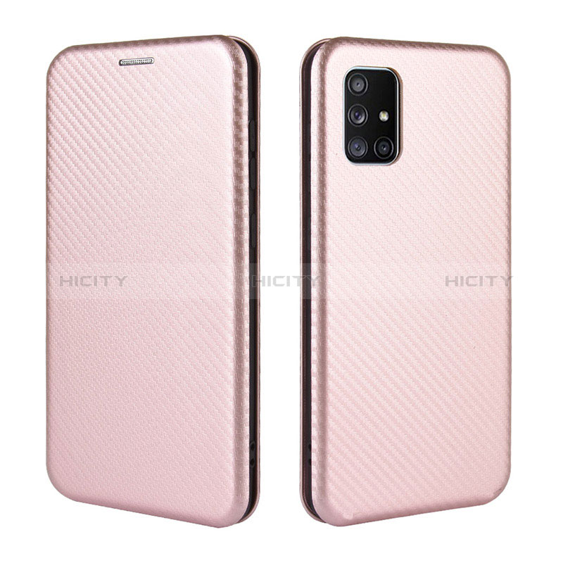 Funda de Cuero Cartera con Soporte Carcasa L06Z para Samsung Galaxy A51 4G Oro Rosa