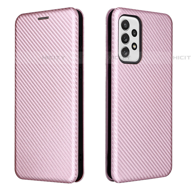 Funda de Cuero Cartera con Soporte Carcasa L06Z para Samsung Galaxy A73 5G Oro Rosa