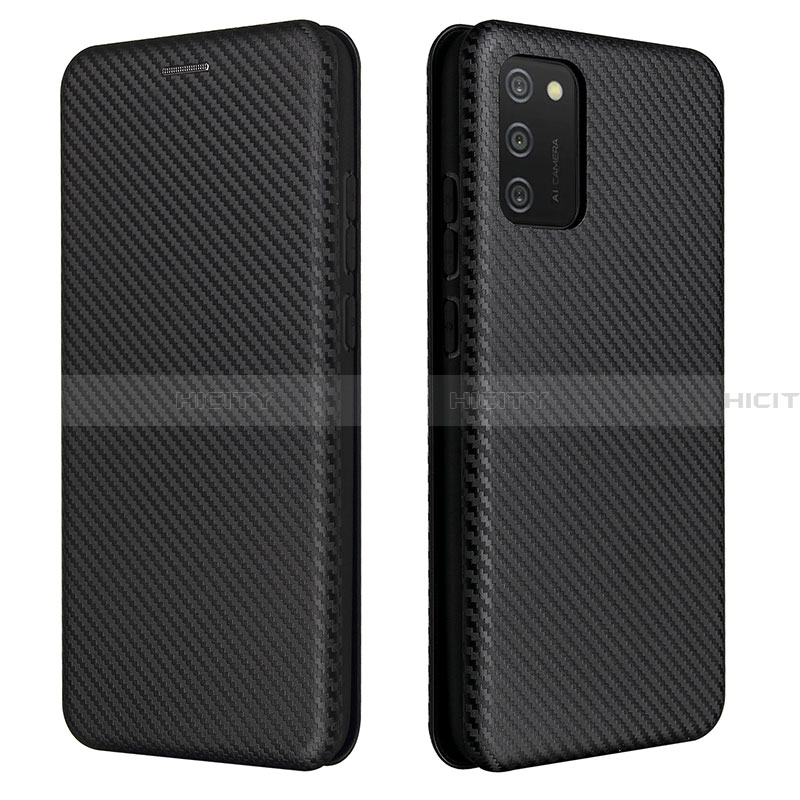 Funda de Cuero Cartera con Soporte Carcasa L06Z para Samsung Galaxy F02S SM-E025F Negro