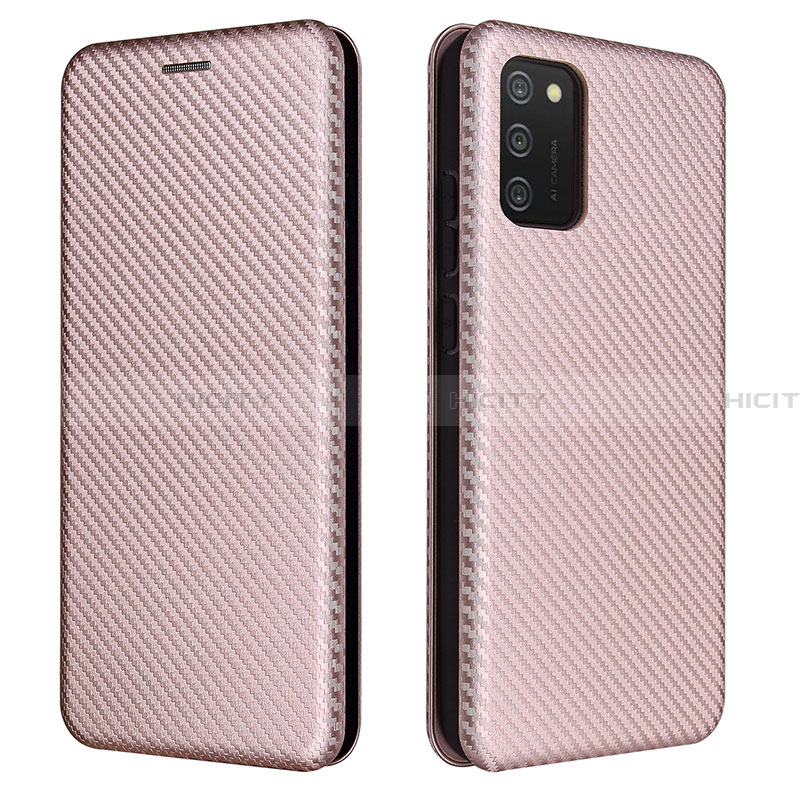 Funda de Cuero Cartera con Soporte Carcasa L06Z para Samsung Galaxy F02S SM-E025F Oro Rosa