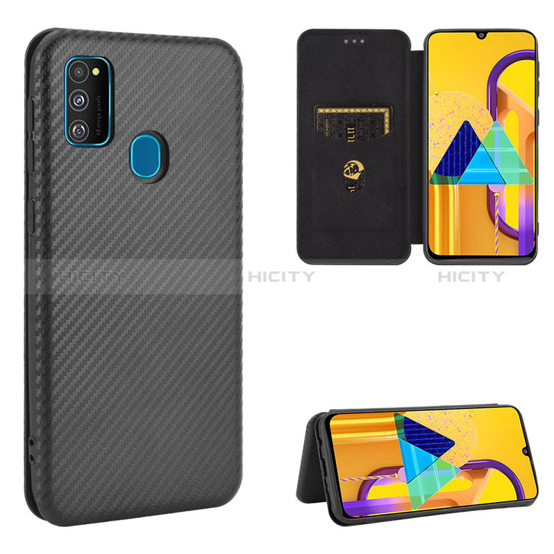 Funda de Cuero Cartera con Soporte Carcasa L06Z para Samsung Galaxy M21 Negro