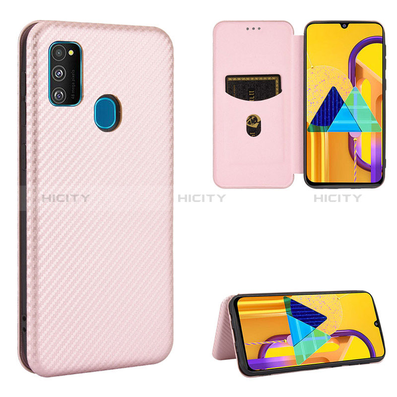 Funda de Cuero Cartera con Soporte Carcasa L06Z para Samsung Galaxy M21 Oro Rosa