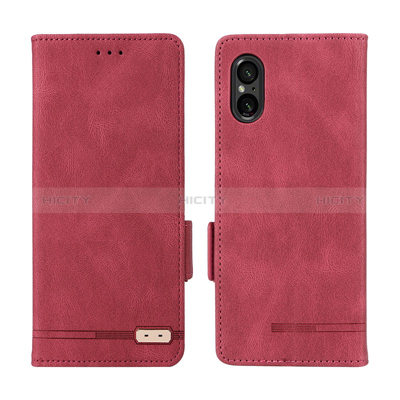 Funda de Cuero Cartera con Soporte Carcasa L06Z para Sony Xperia 5 V Rojo