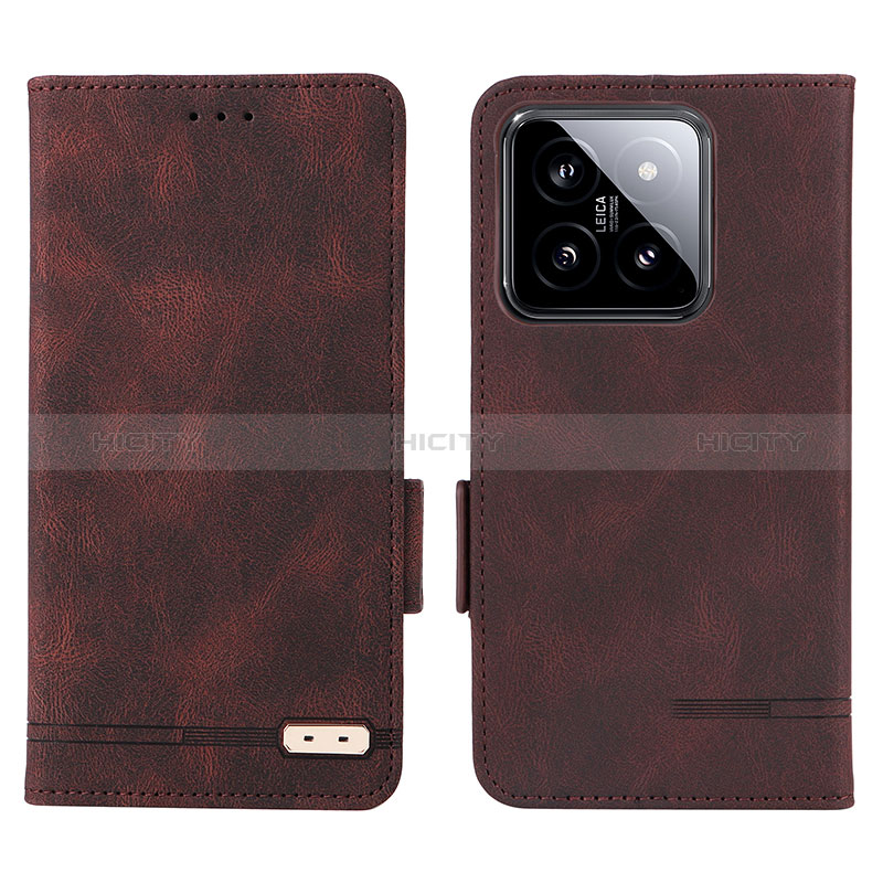 Funda de Cuero Cartera con Soporte Carcasa L06Z para Xiaomi Mi 14 5G Marron