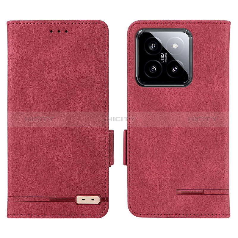 Funda de Cuero Cartera con Soporte Carcasa L06Z para Xiaomi Mi 14 5G Rojo