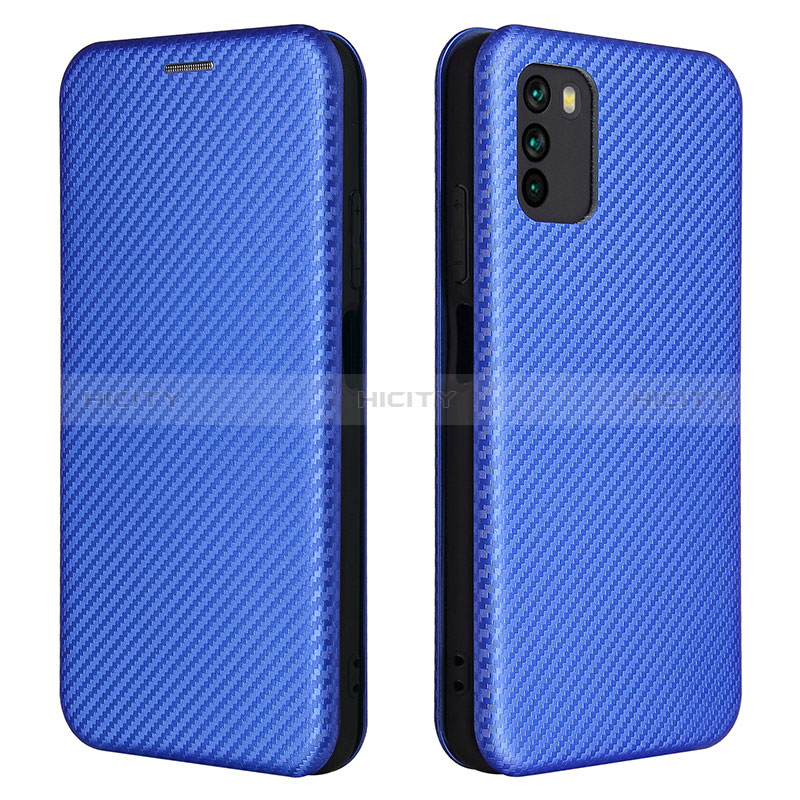 Funda de Cuero Cartera con Soporte Carcasa L06Z para Xiaomi Poco M3 Azul