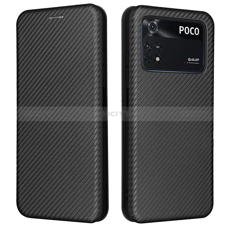 Funda de Cuero Cartera con Soporte Carcasa L06Z para Xiaomi Poco M4 Pro 4G Negro