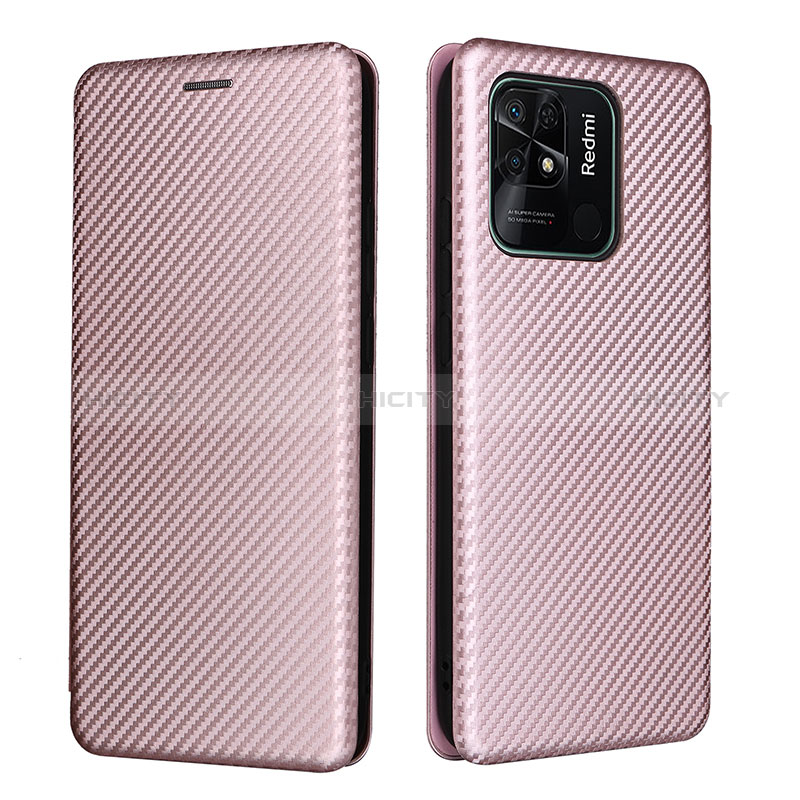 Funda de Cuero Cartera con Soporte Carcasa L06Z para Xiaomi Redmi 10 India Oro Rosa