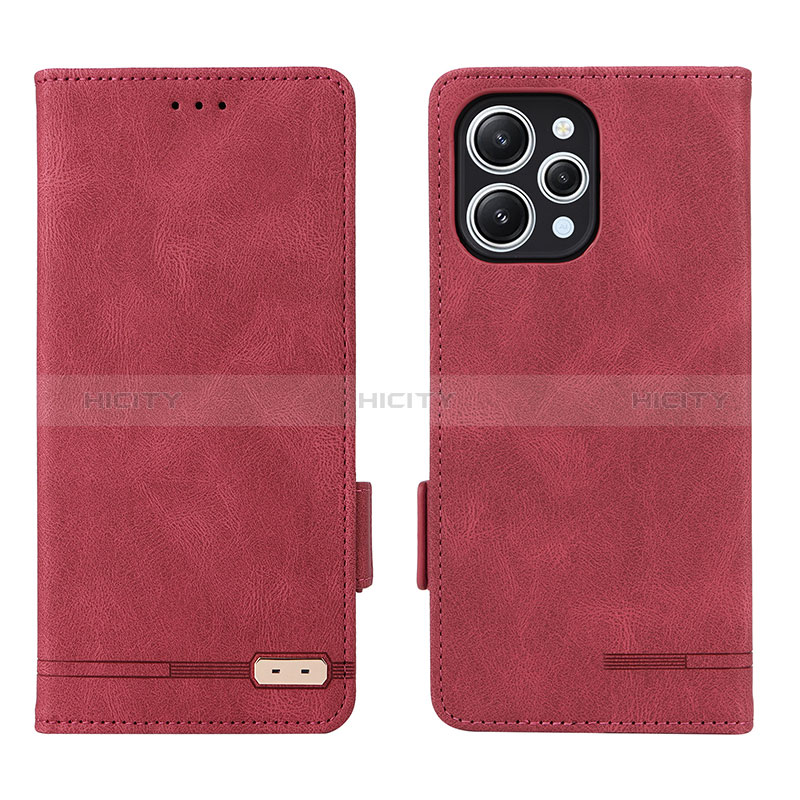 Funda de Cuero Cartera con Soporte Carcasa L06Z para Xiaomi Redmi 12 4G Rojo