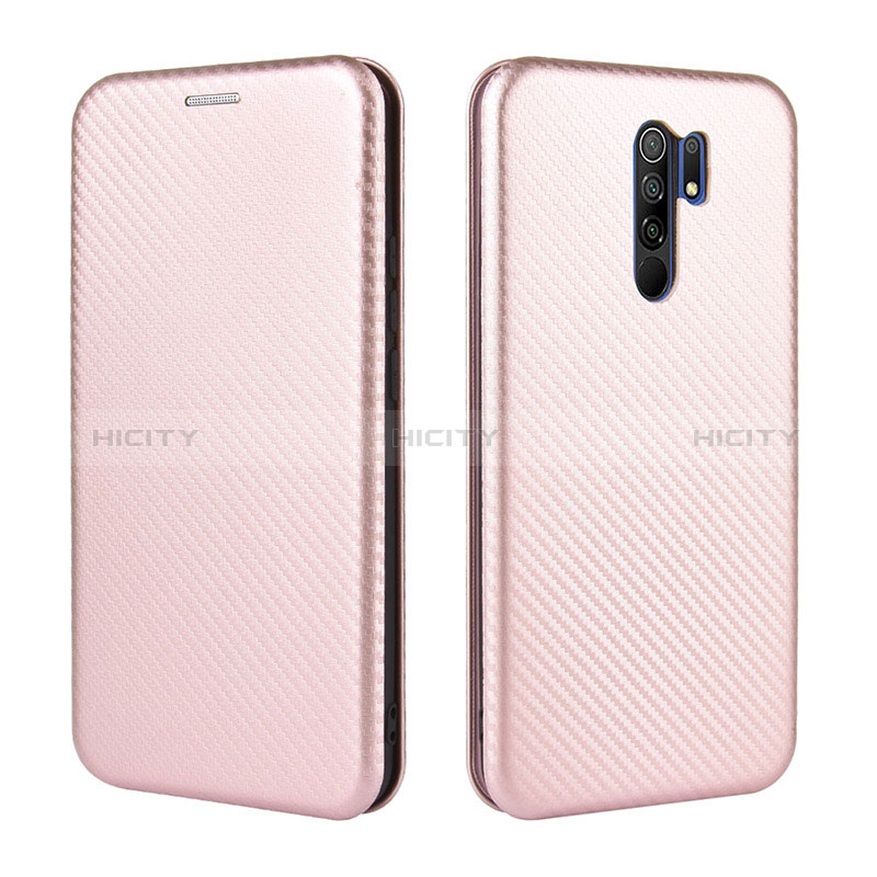 Funda de Cuero Cartera con Soporte Carcasa L06Z para Xiaomi Redmi 9 Prime India Oro Rosa