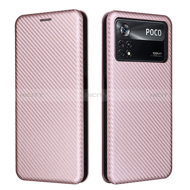 Funda de Cuero Cartera con Soporte Carcasa L06Z para Xiaomi Redmi Note 11E Pro 5G Oro Rosa