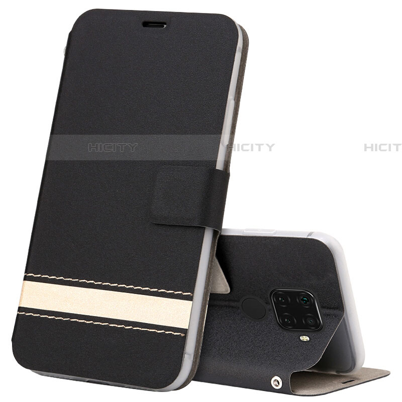 Funda de Cuero Cartera con Soporte Carcasa L07 para Huawei Nova 5z Negro