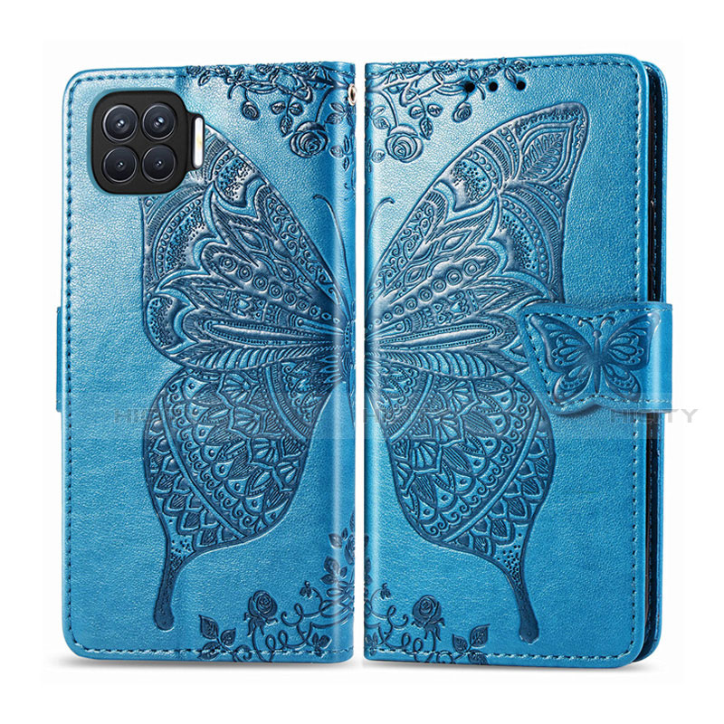 Funda de Cuero Cartera con Soporte Carcasa L07 para Oppo F17 Pro Azul