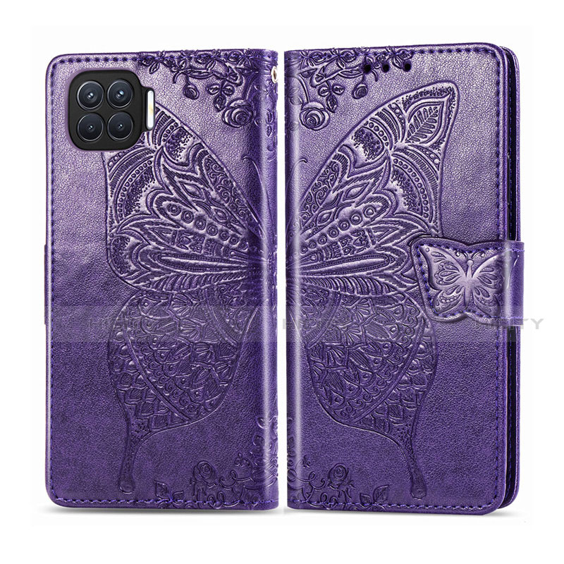 Funda de Cuero Cartera con Soporte Carcasa L07 para Oppo F17 Pro Morado