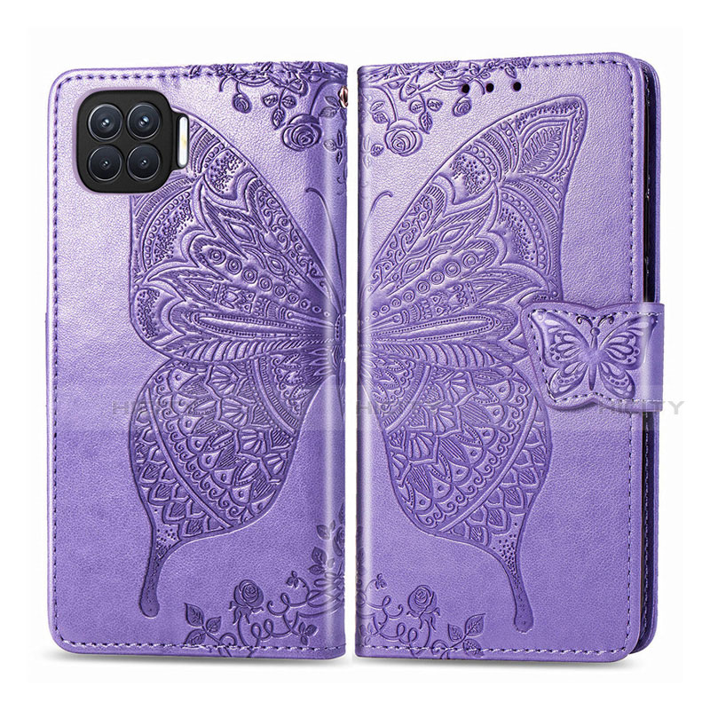 Funda de Cuero Cartera con Soporte Carcasa L07 para Oppo F17 Pro Purpura Claro