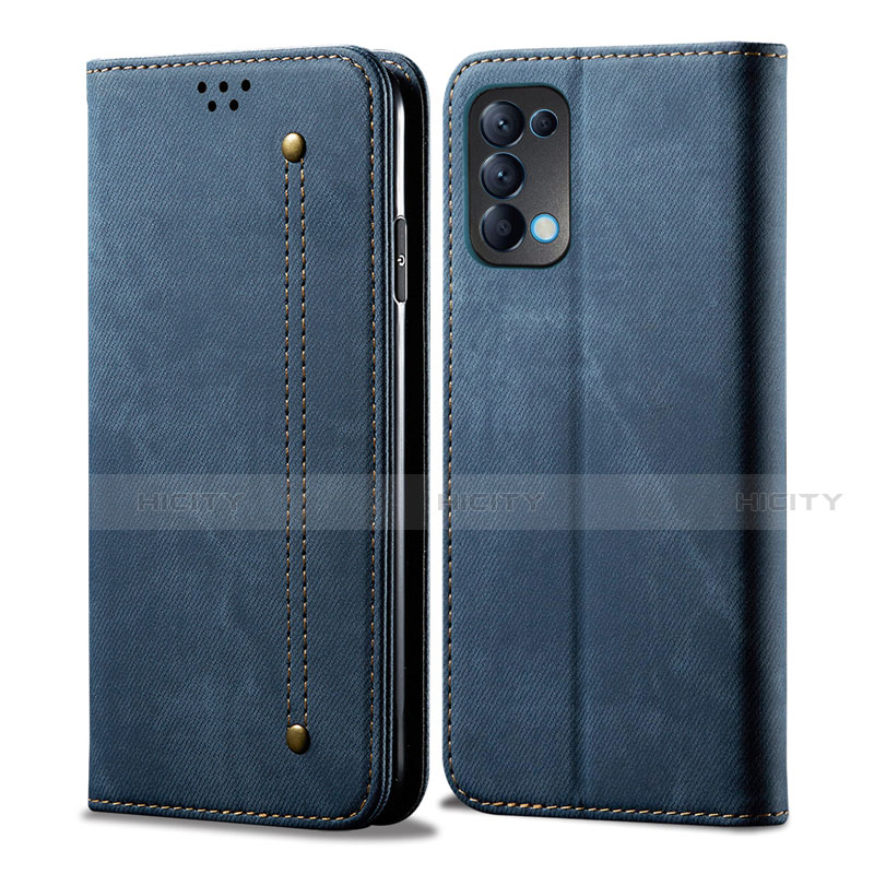 Funda de Cuero Cartera con Soporte Carcasa L07 para Oppo Reno5 5G Azul