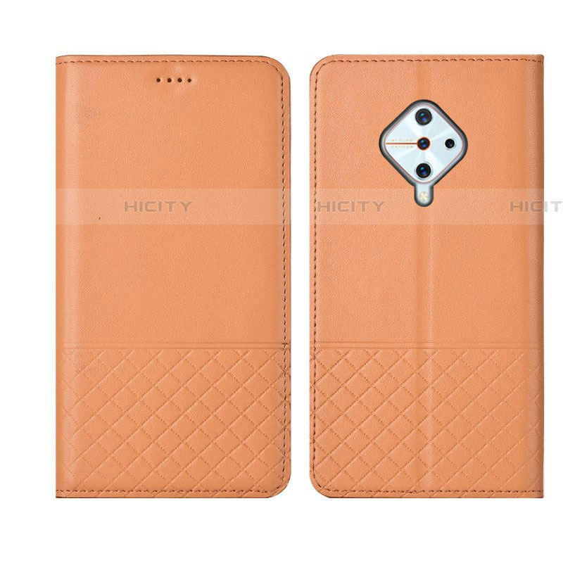 Funda de Cuero Cartera con Soporte Carcasa L07 para Vivo X50 Lite Naranja