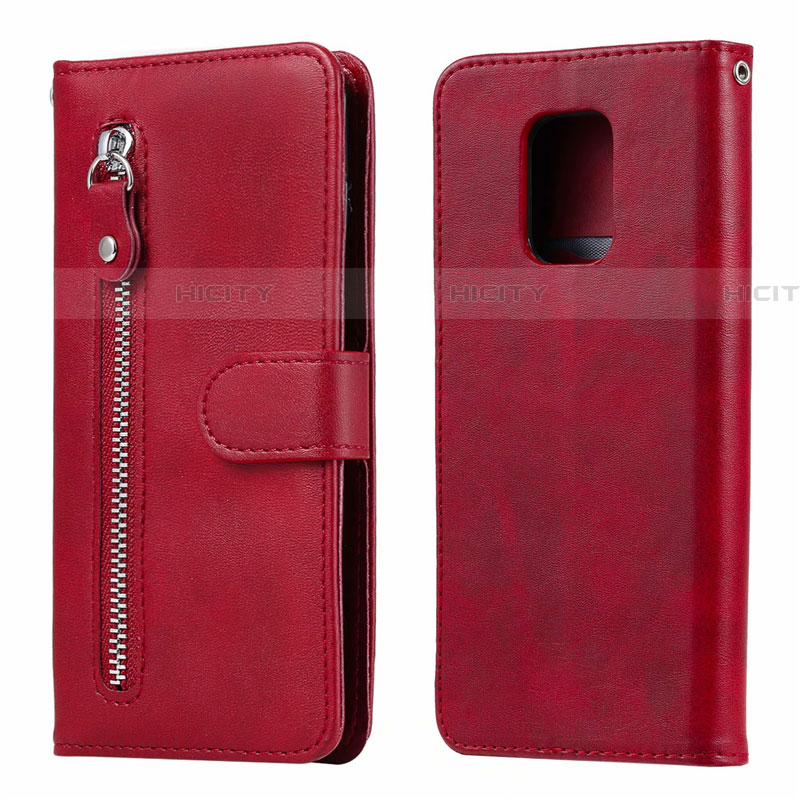 Funda de Cuero Cartera con Soporte Carcasa L07 para Xiaomi Redmi Note 9S Rojo