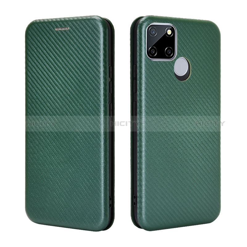 Funda de Cuero Cartera con Soporte Carcasa L07Z para Realme 7i RMX2193 Verde