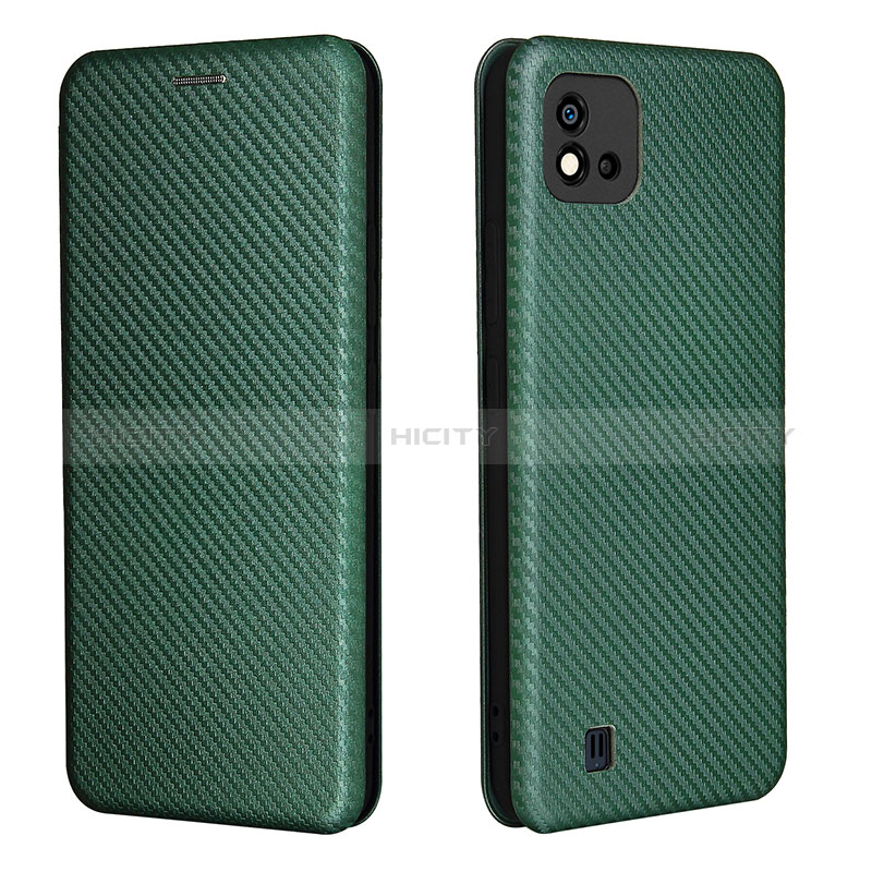 Funda de Cuero Cartera con Soporte Carcasa L07Z para Realme C11 (2021) Verde