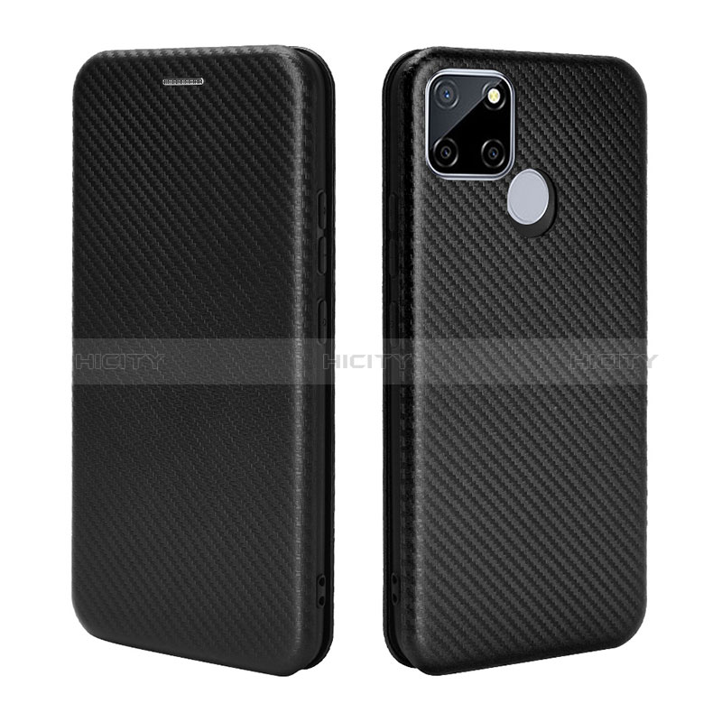 Funda de Cuero Cartera con Soporte Carcasa L07Z para Realme C12 Negro