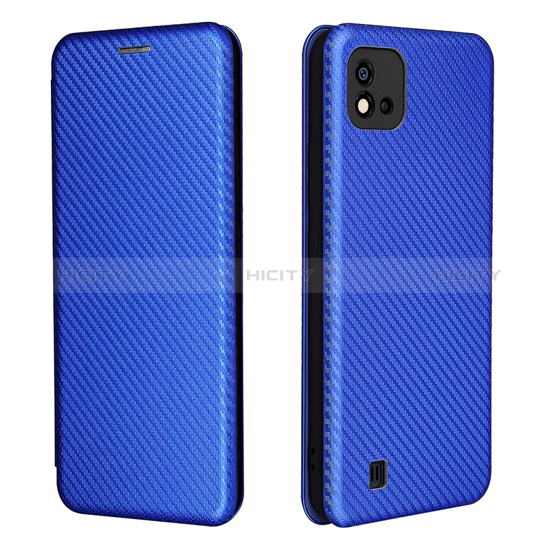 Funda de Cuero Cartera con Soporte Carcasa L07Z para Realme C20 Azul