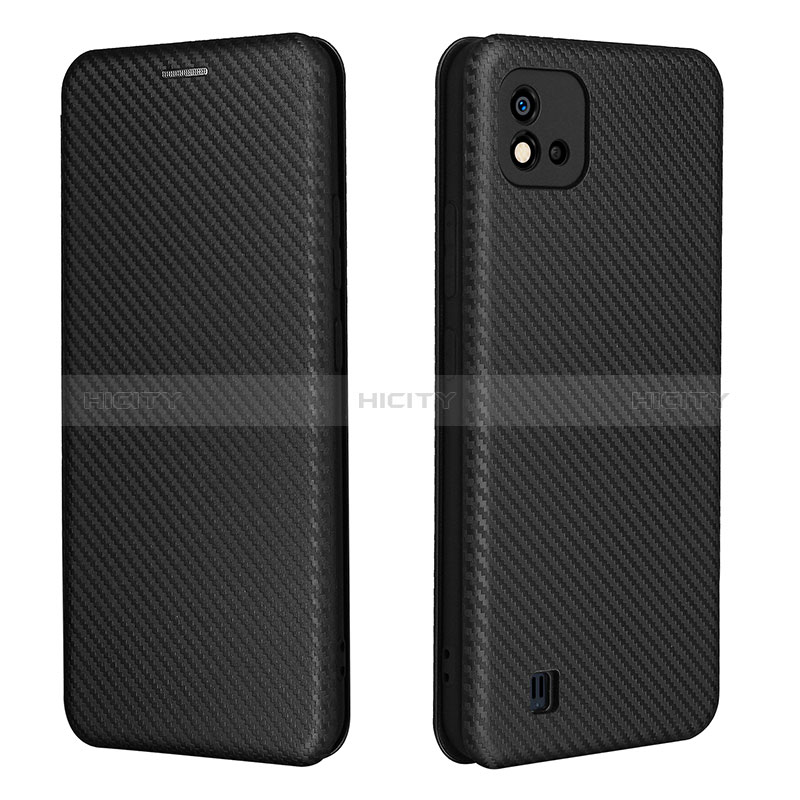 Funda de Cuero Cartera con Soporte Carcasa L07Z para Realme C20 Negro